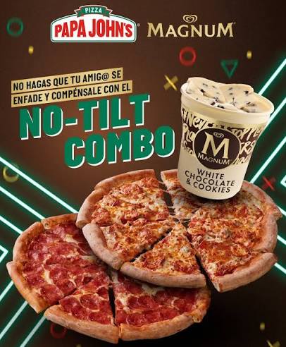 Cartel No-Tilt Combo de Papa John's y Magnum